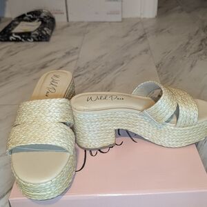 Wild Pair Gold Woven Mules